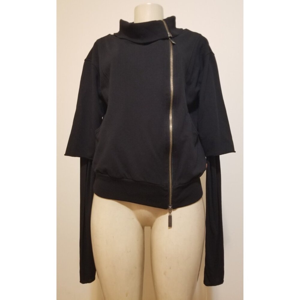 PEACE LOVE WORLD BLACK STRETCH  JACKET ZIP FRONT SIZE S #851